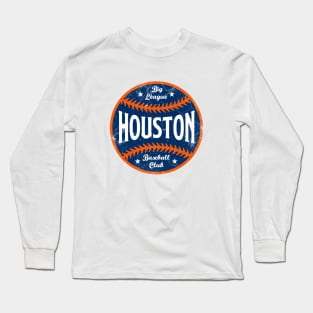 Houston Retro Big League Baseball - White Long Sleeve T-Shirt